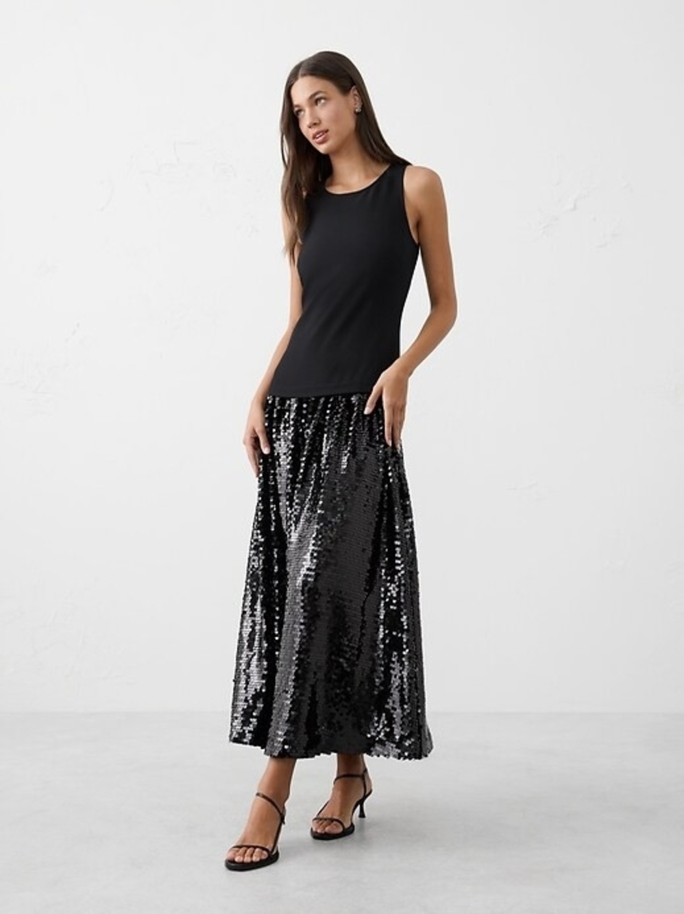 Banana Republic SEQUIN DROP-WAIST MAXI FIT-AND- FLARE DRESS